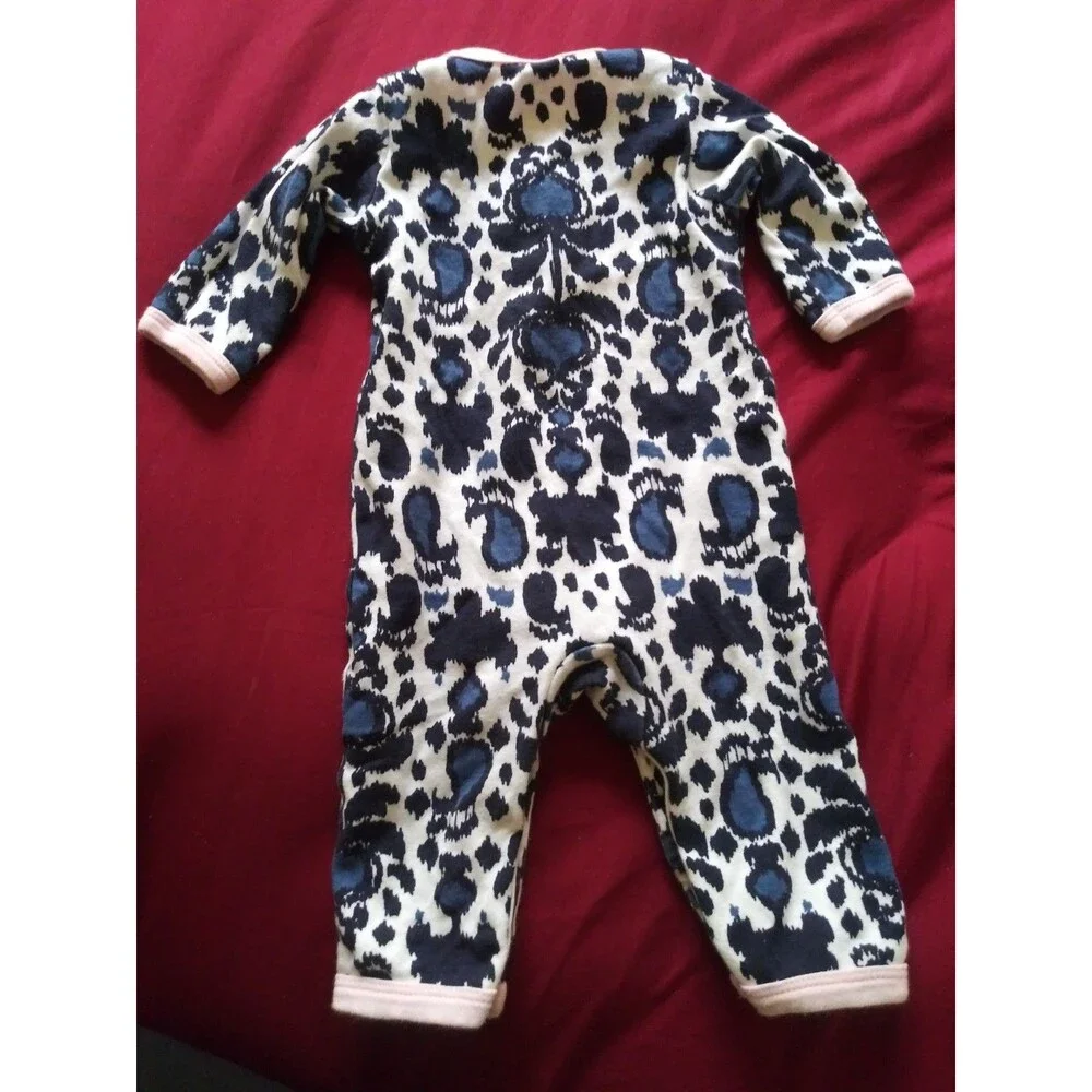 Yoga Sprout Baby Long Sleeve Henley Romper - Blue Ikat Print 0-3 Months